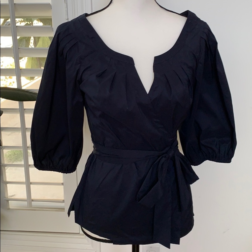 Diane Von Furstenberg Navy Wrap Blouse